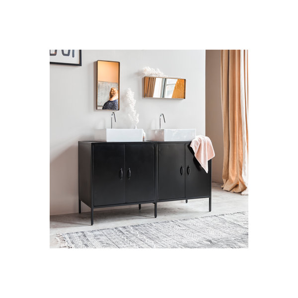 Tikamoon Arsène 55'' Double Bathroom Vanity with Solid Wood Top Wayfair